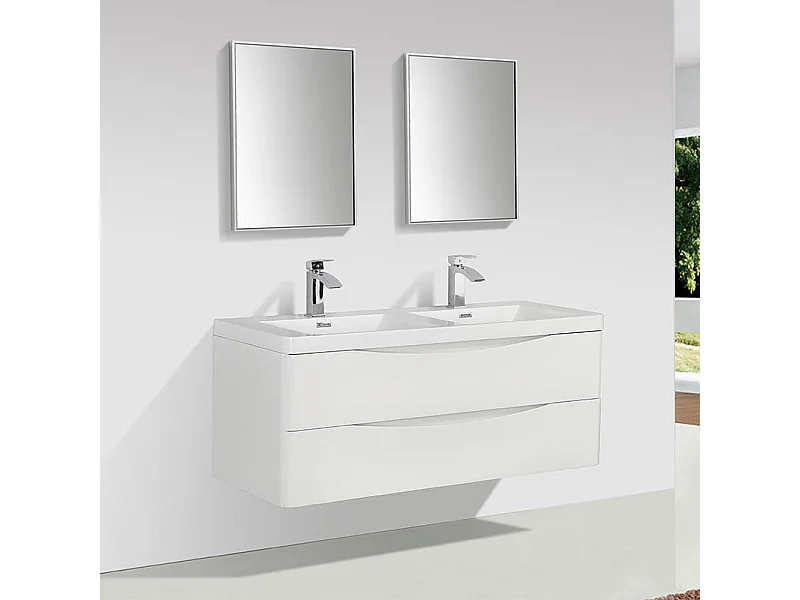 Mueble Lavabo  + Lavabo Doble 120 cm MONTADO - Blanco PIACENZA