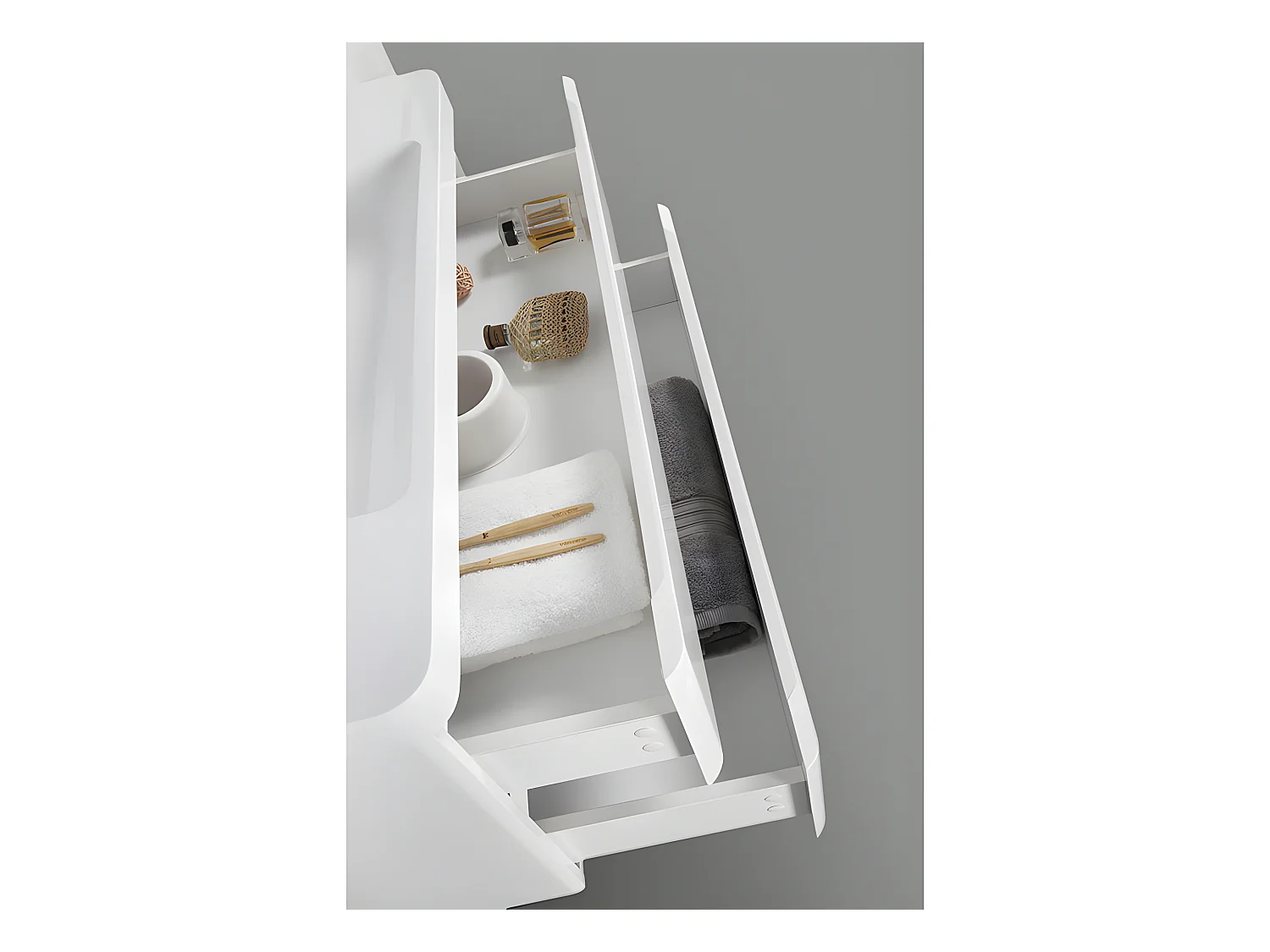 Meuble salle de bain design simple vasque PIACENZA largeur 90 cm blanc laqué