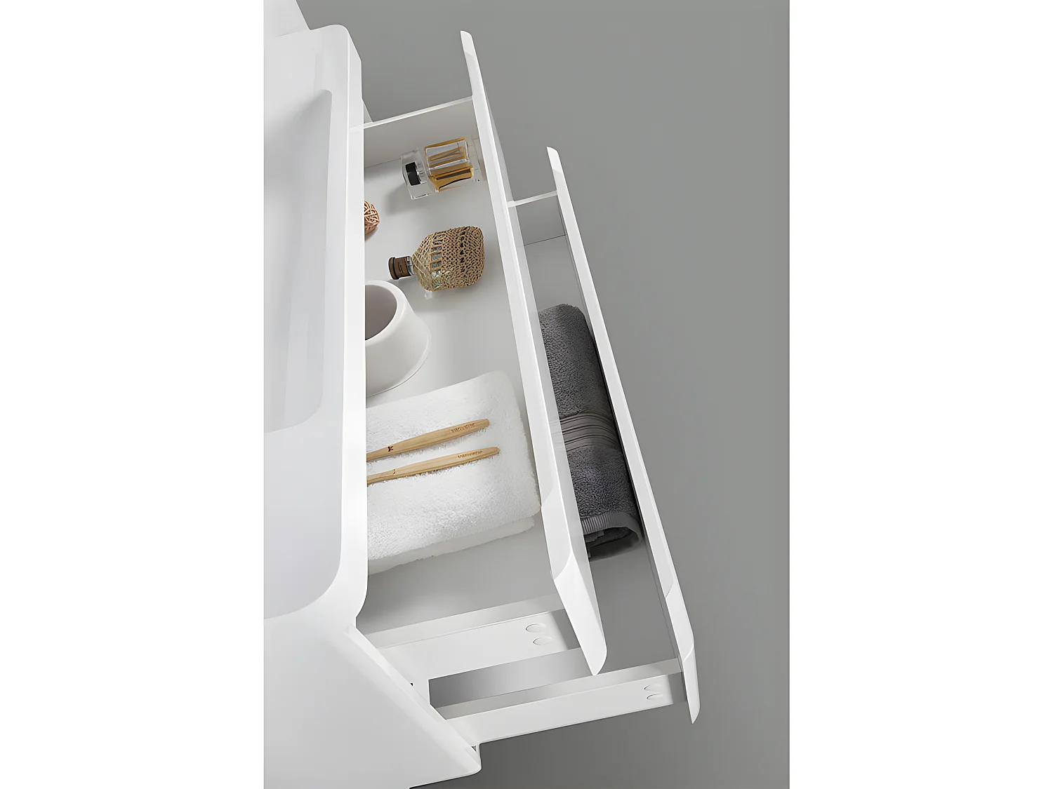 Meuble salle de bain design simple vasque PIACENZA largeur 90 cm blanc laqué