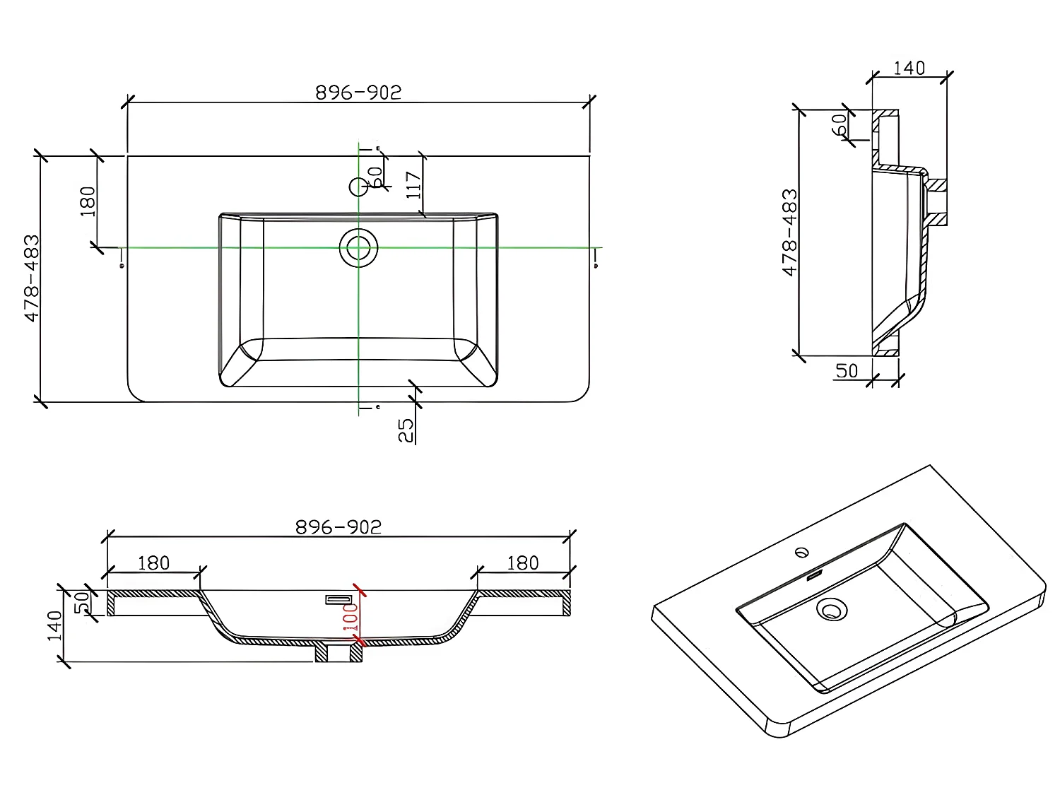 Meuble salle de bain design simple vasque PIACENZA largeur 90 cm blanc laqué