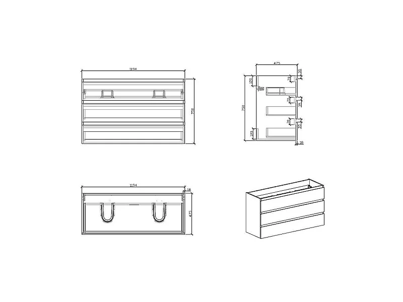 Mueble Lavabo + Lavabo 120 cm MONTADO - Roble Claro VERONA