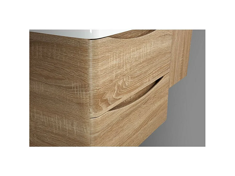 Meuble salle de bain design simple vasque PIACENZA largeur 90 cm chêne clair