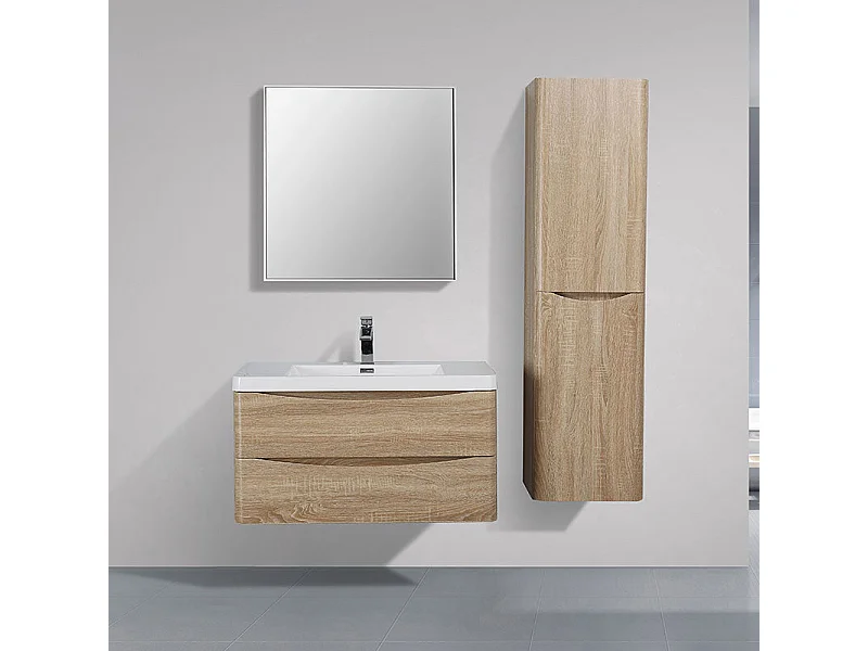 Waschtisch + Unterschrank 90cm montiert Eiche hell PIACENZA 90 cm