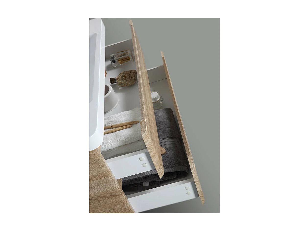 Waschtisch + Unterschrank 90cm montiert Eiche hell PIACENZA 90 cm