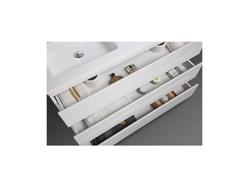 Meuble salle de bain design double vasque VERONA largeur 120 cm blanc laqué