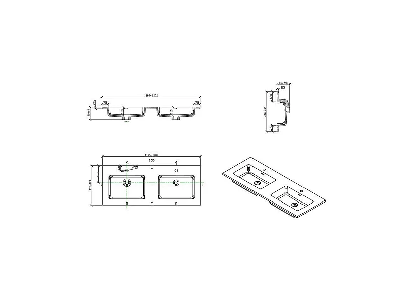 Meuble salle de bain design double vasque VERONA largeur 120 cm blanc laqué