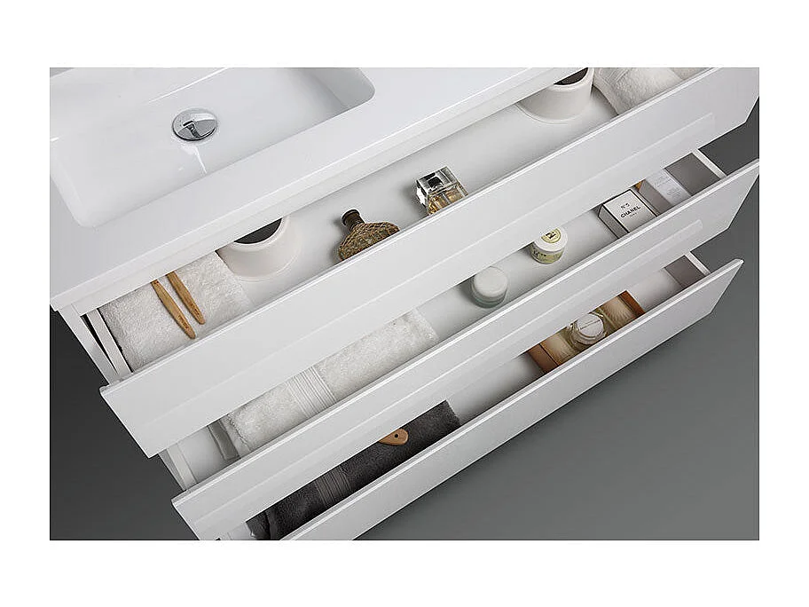 Meuble salle de bain design double vasque VERONA largeur 120 cm blanc laqué