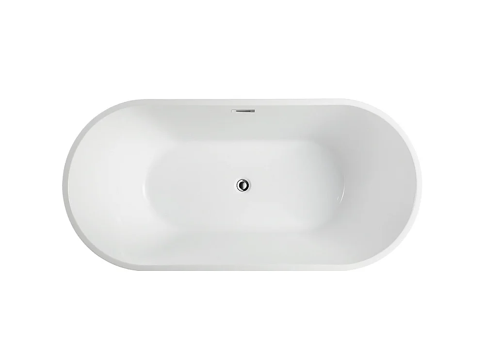 Freistehende ovale Badewanne BERWIN weiß 160 cm aus verstärktem Résicryl® Acryl mit Glasfaser, modernes Design, ohne Füße