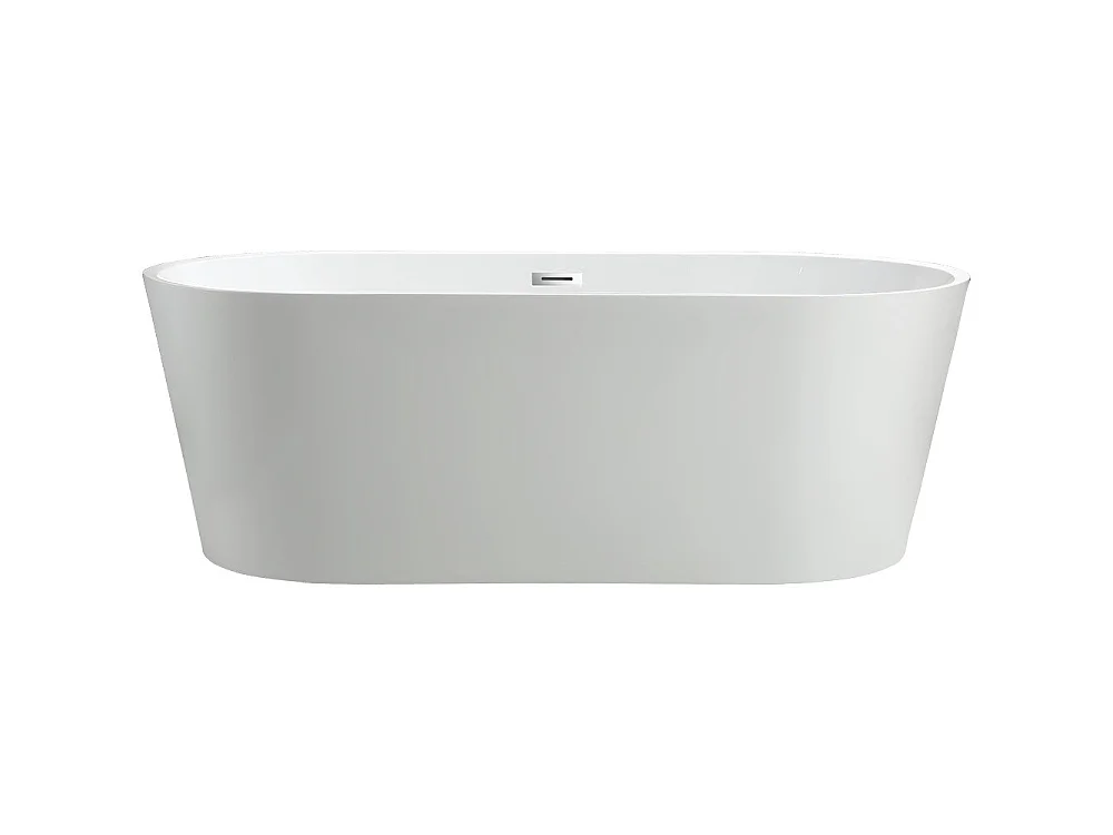 Freistehende ovale Badewanne BERWIN weiß 160 cm aus verstärktem Résicryl® Acryl mit Glasfaser, modernes Design, ohne Füße