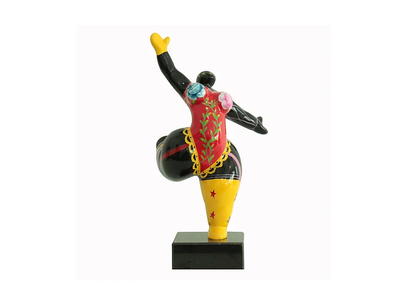 Statue femme jambe levée peintures multicolores H33 cm - LADY CIRCUS
