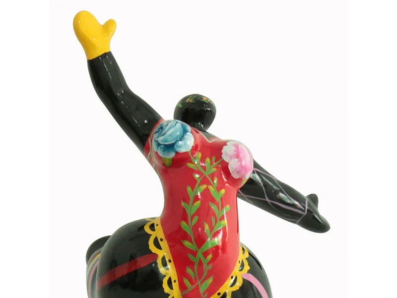 Statue femme jambe levée peintures multicolores H33 cm - LADY CIRCUS