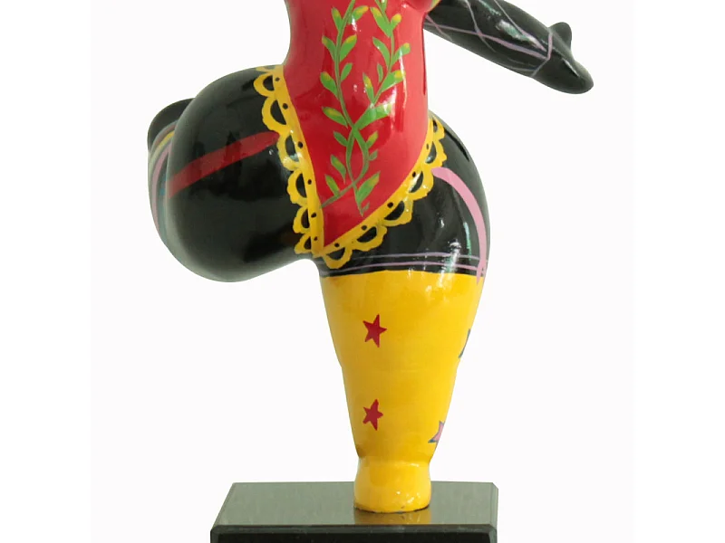 Statue femme jambe levée peintures multicolores H33 cm - LADY CIRCUS