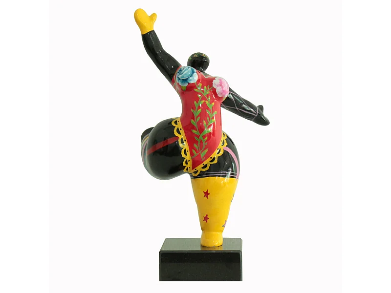 Statue femme jambe levée peintures multicolores H33 cm - LADY CIRCUS
