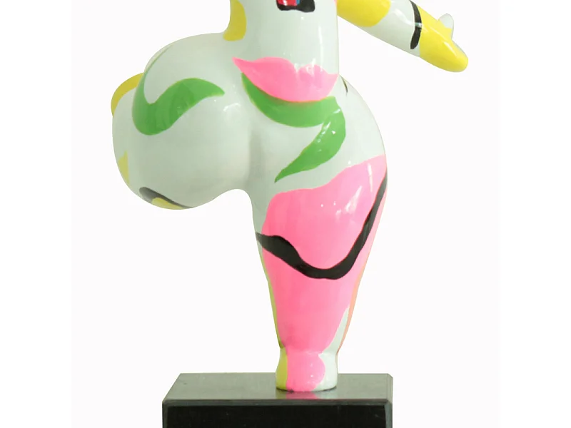 Statue femme jambe levée avec peinture abstraite H33 cm - LADY FACE 01