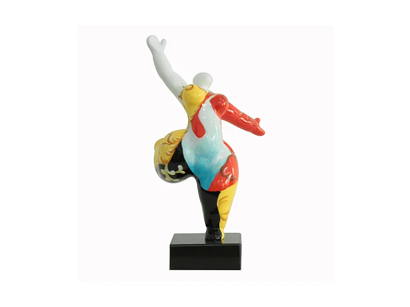 Statue femme jambe levée avec peinture ornements H33 cm - LADY QUEEN