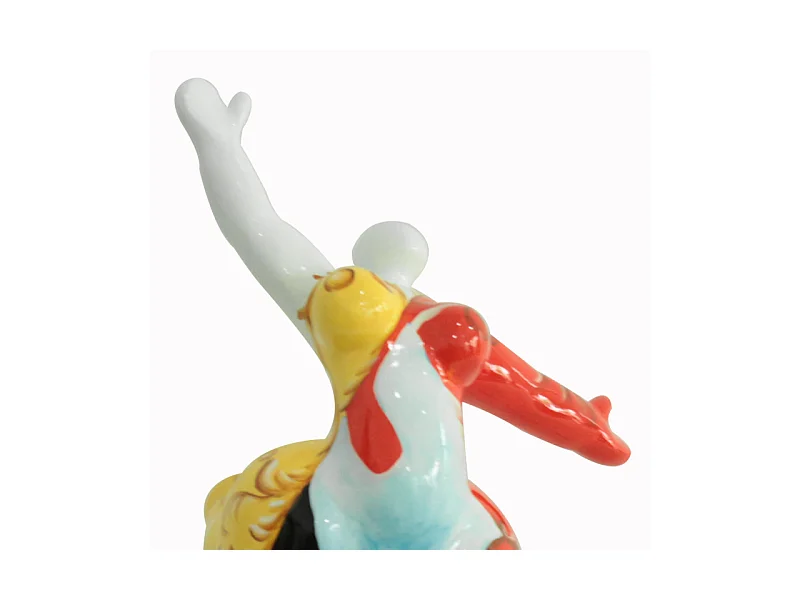 Statue femme jambe levée avec peinture ornements H33 cm - LADY QUEEN
