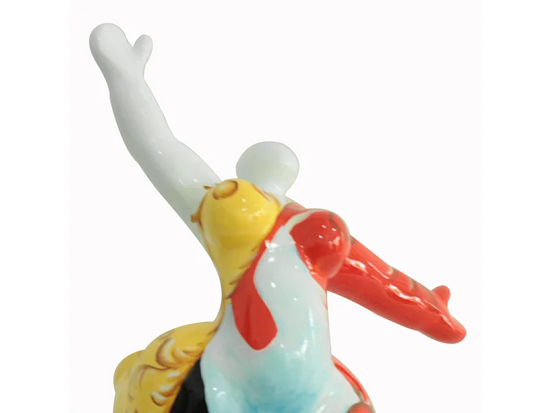 Statue femme jambe levée avec peinture ornements H33 cm - LADY QUEEN