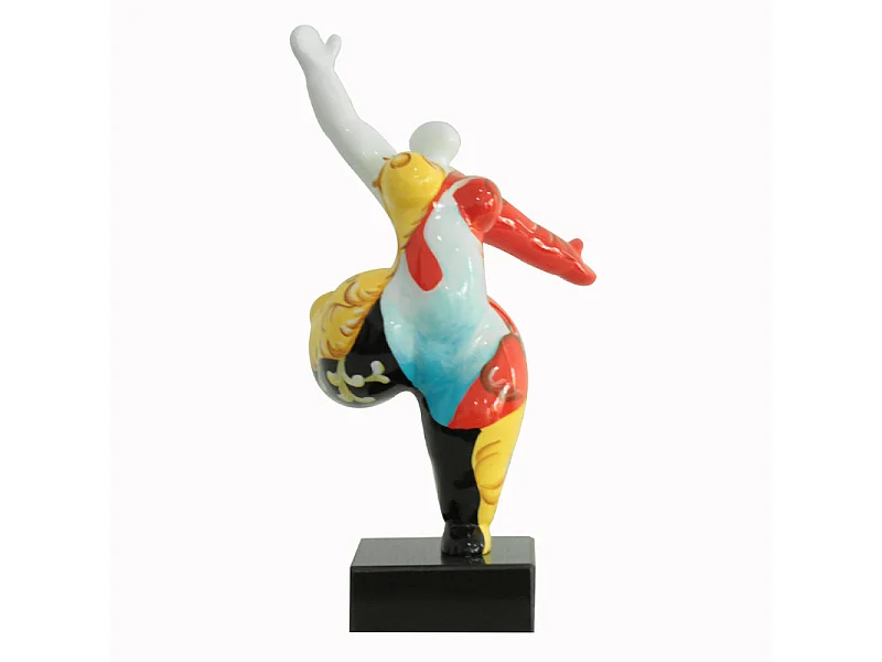 Statue femme jambe levée avec peinture ornements H33 cm - LADY QUEEN