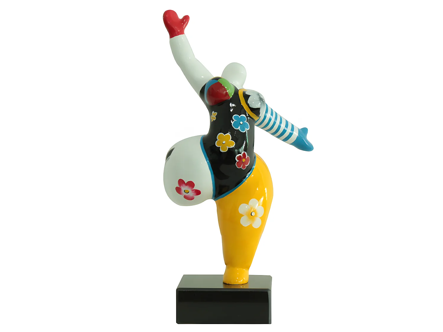 Statue femme jambe levée avec peinture multicolore H33 cm - LADY CRAZY