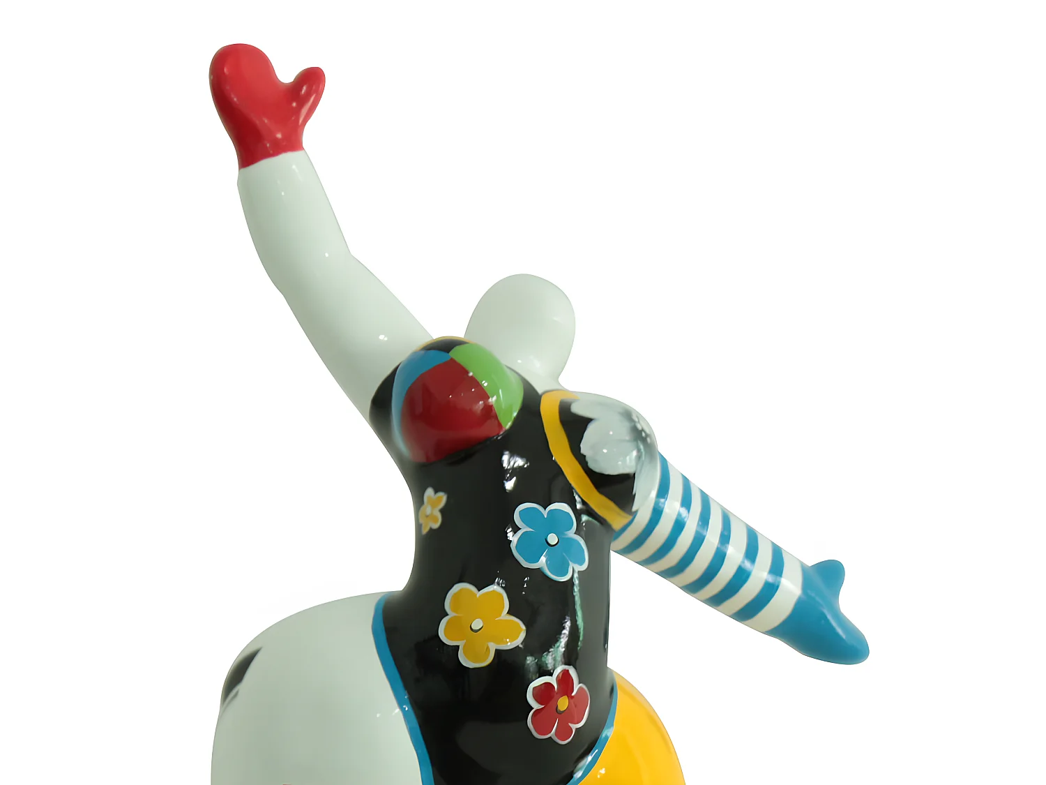 Statue femme jambe levée avec peinture multicolore H33 cm - LADY CRAZY