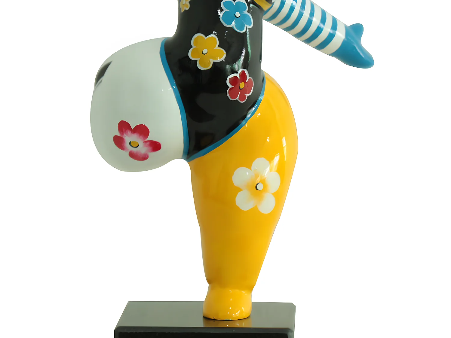 Statue femme jambe levée avec peinture multicolore H33 cm - LADY CRAZY