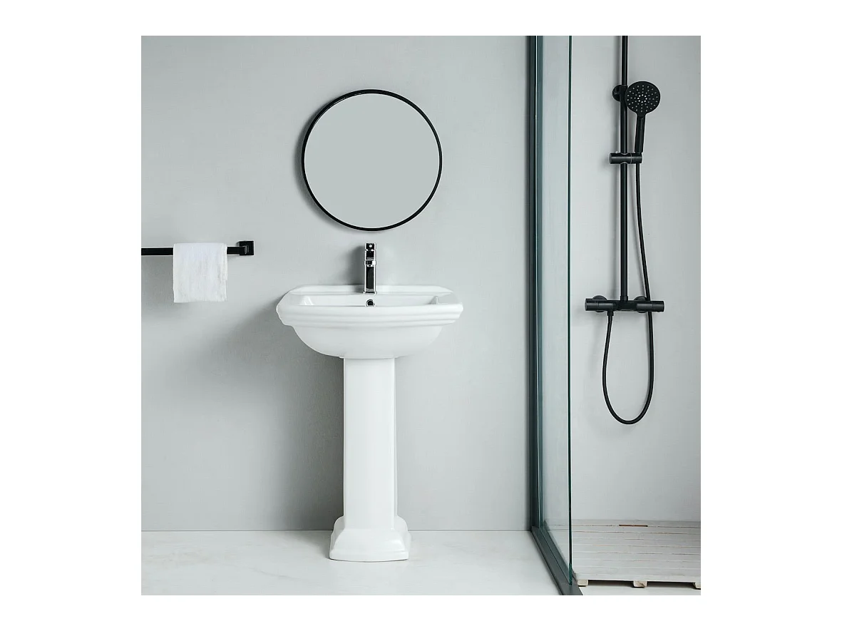 Lavabo rétro sur colonne MADRY 60 cm en céramique