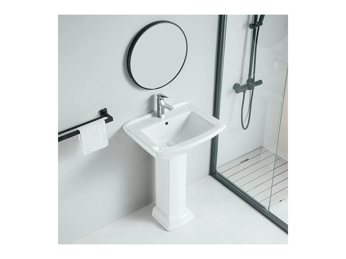 Lavabo rétro sur colonne MADRY 60 cm en céramique