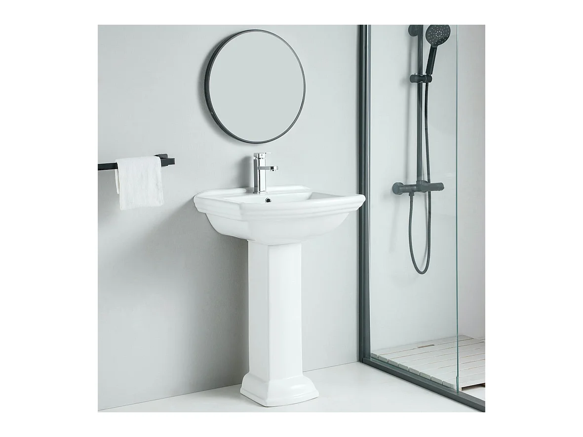 Lavabo rétro sur colonne MADRY 60 cm en céramique