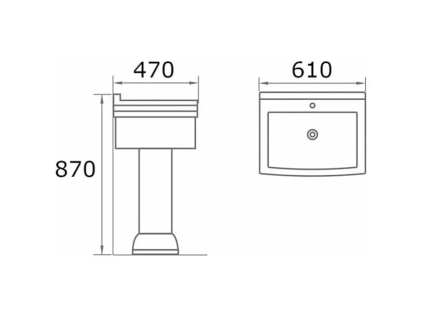 Lavabo rétro sur colonne MADRY 60 cm en céramique