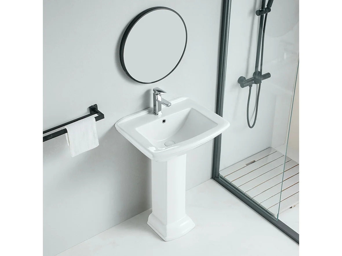 Klassisches Stand-Waschbecken mit Sockel Keramik MADRY 60 cm