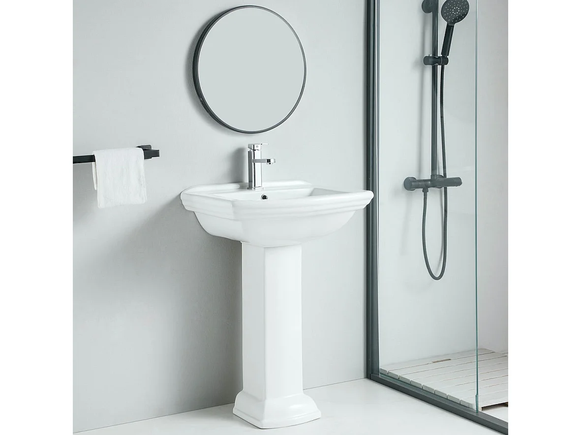 Klassisches Stand-Waschbecken mit Sockel Keramik MADRY 60 cm