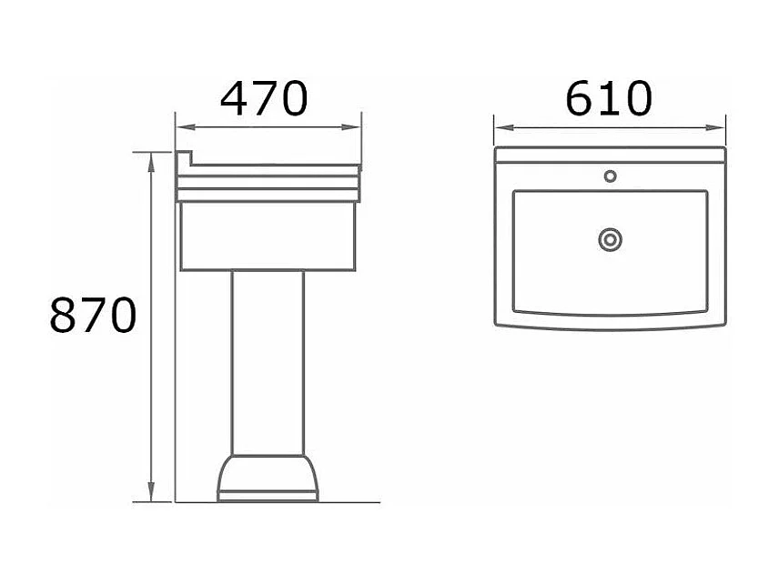 Klassisches Stand-Waschbecken mit Sockel Keramik MADRY 60 cm