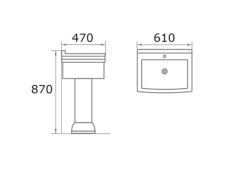 Lavabo de pedestal de cerámica retro MADRY 60 cm