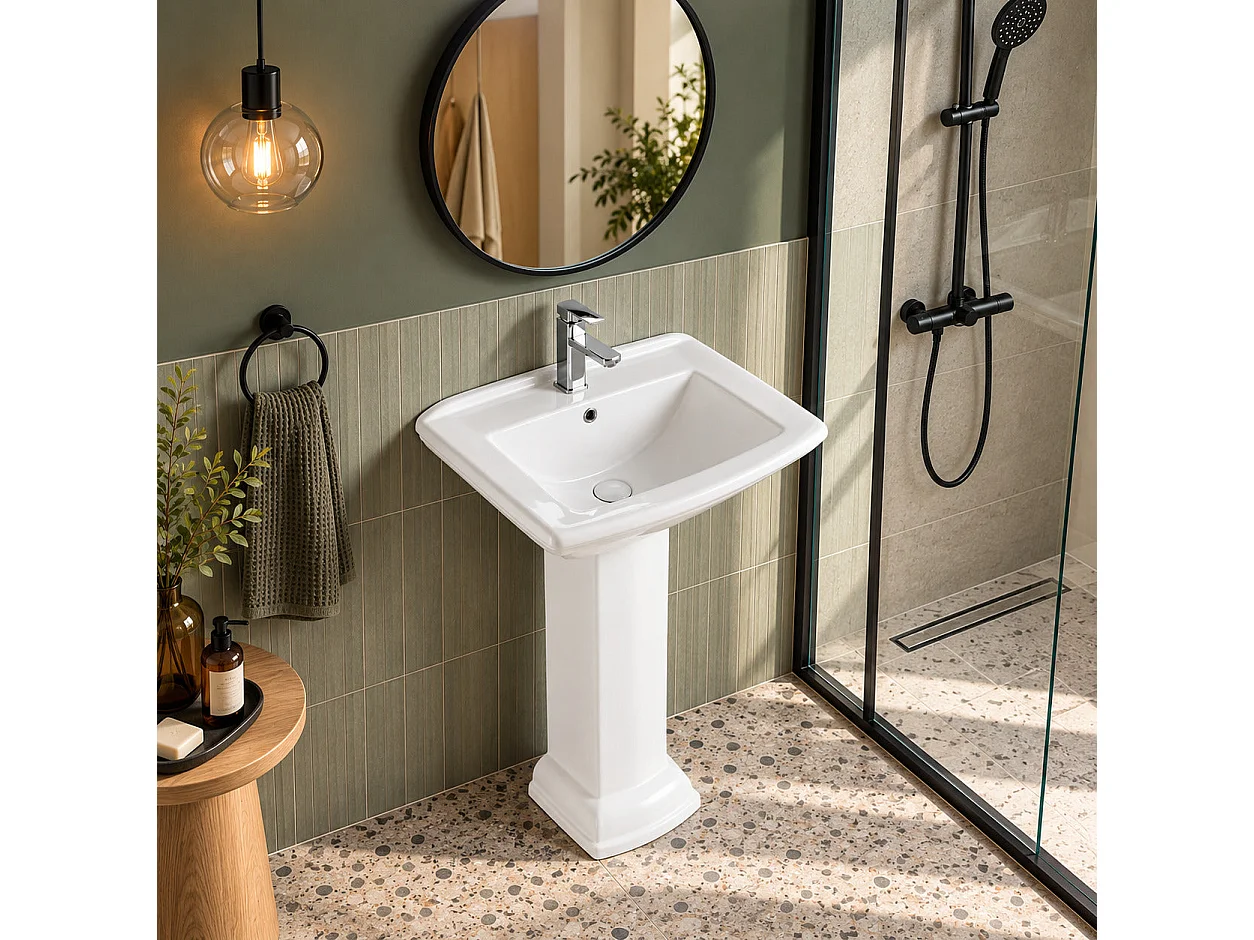 Lavabo de pedestal de cerámica retro MADRY 60 cm