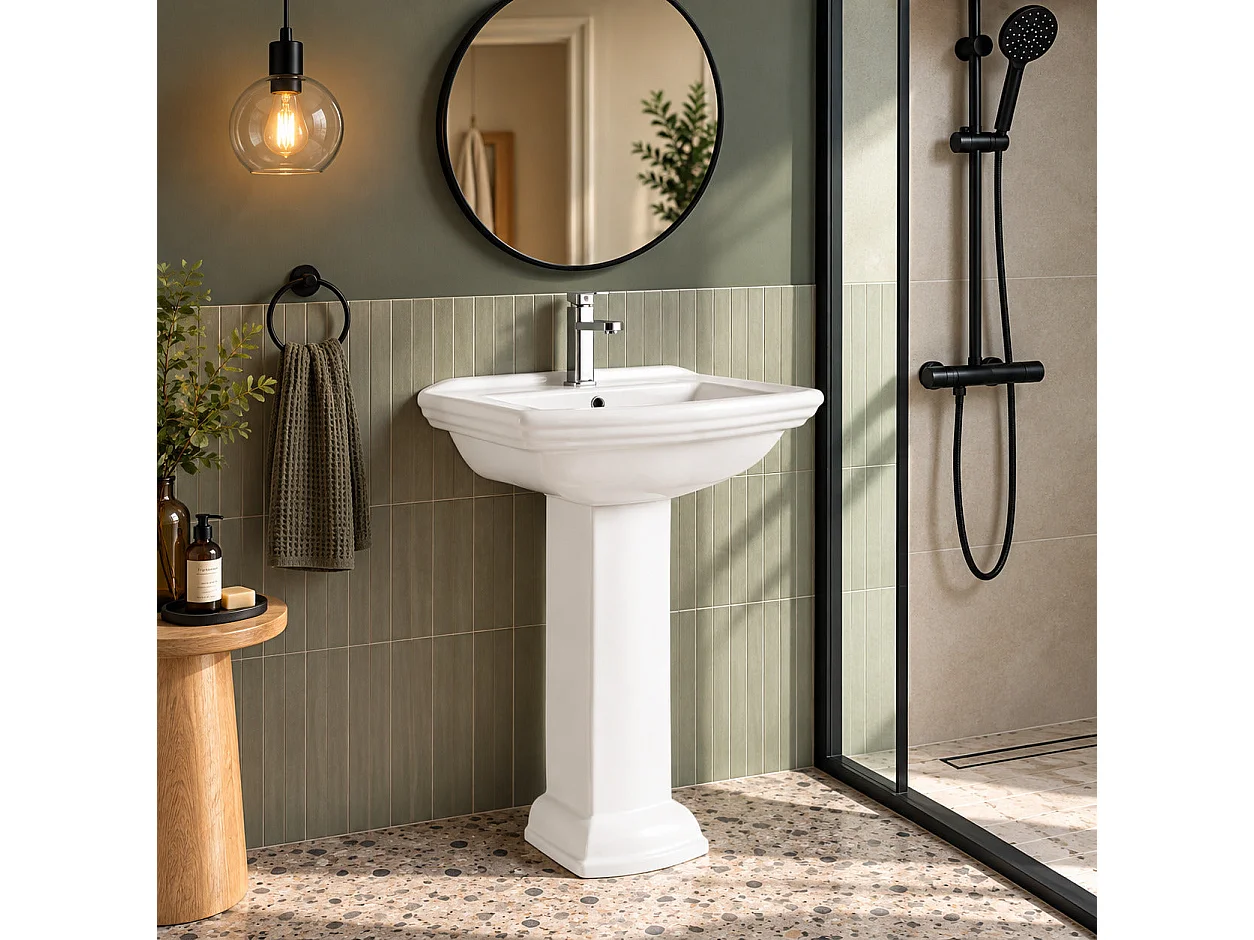 Lavabo de pedestal de cerámica retro MADRY 60 cm