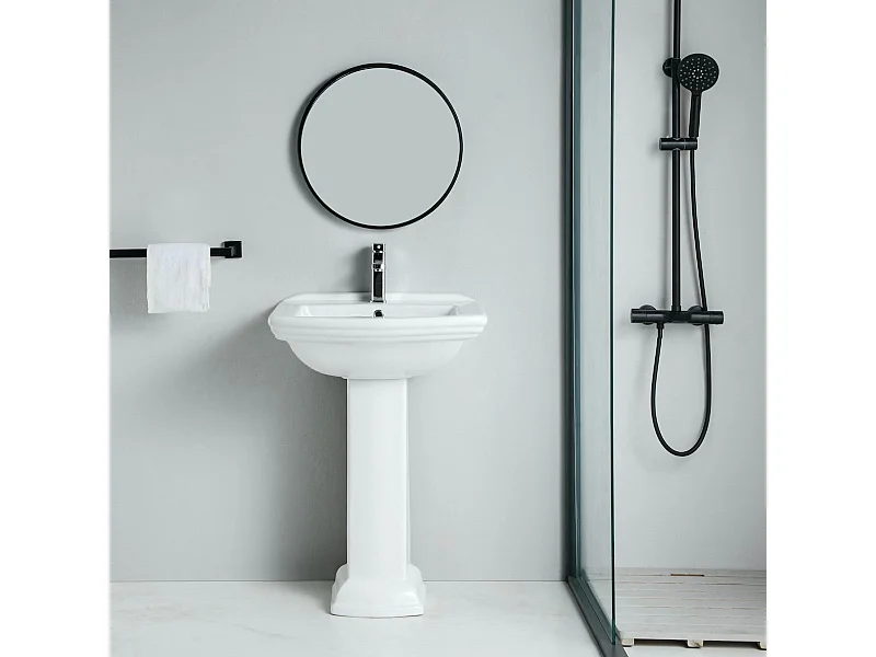 Lavabo rétro sur colonne MADRY 60 cm en céramique