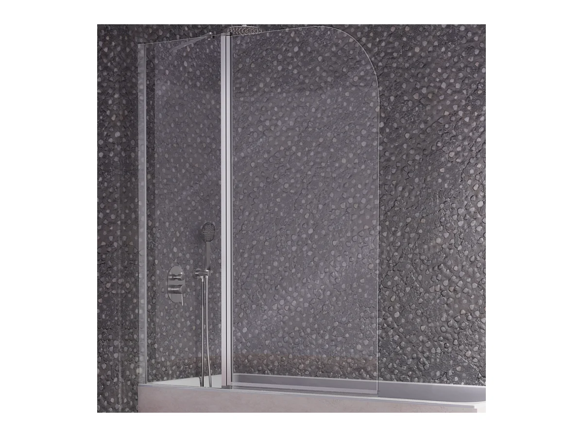 Mampara de bañera fija + Puerta abatible 120 x 150 cm RITA