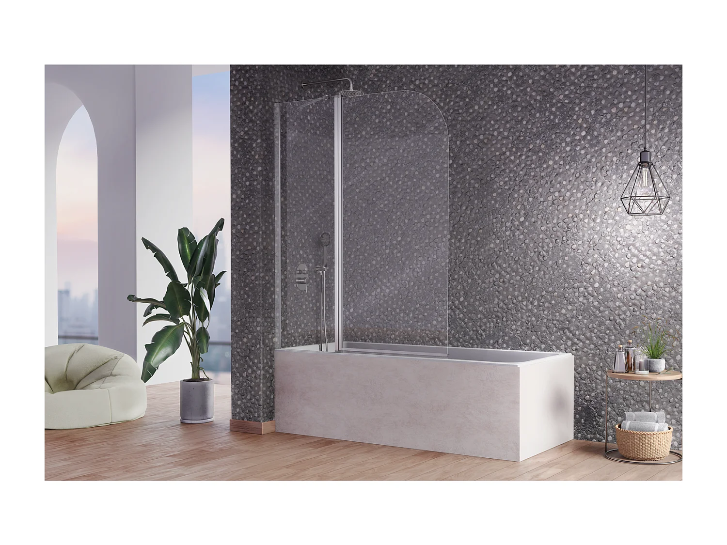 Duschwand für Badewannen mit Teilflügeltür RITA