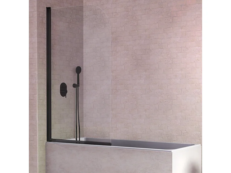 Panel abatible de baño RITA con perfil Negro mate