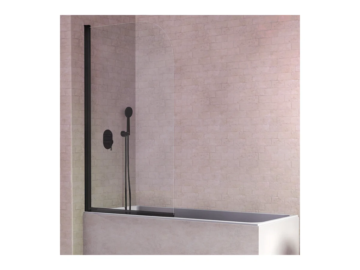 Pare-baignoire pivotant RITA profil noir mat 85 x 150 cm