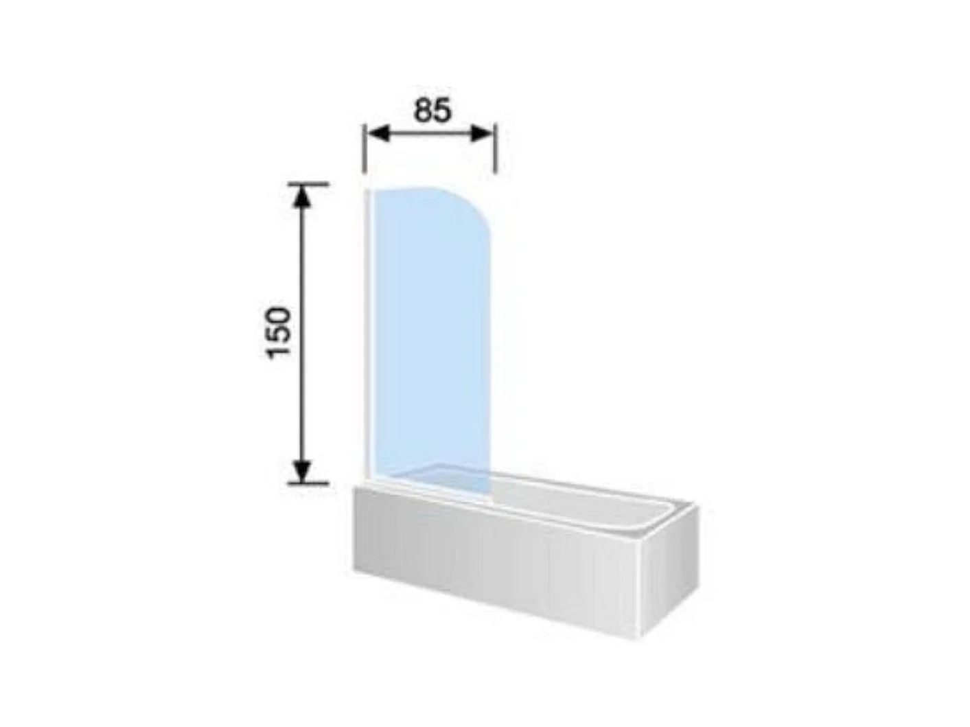 Pare-baignoire pivotant RITA profil noir mat 85 x 150 cm