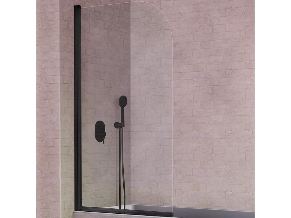 Pare-baignoire pivotant RITA profil noir mat 85 x 150 cm