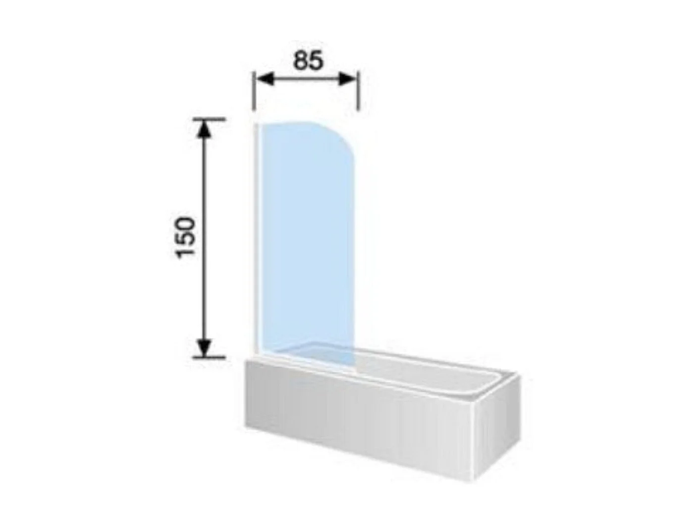 Pare-baignoire pivotant RITA profil noir mat 85 x 150 cm