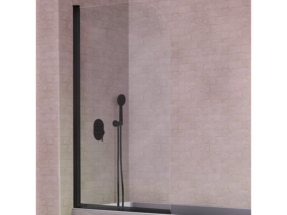 Panel abatible de baño RITA con perfil Negro mate