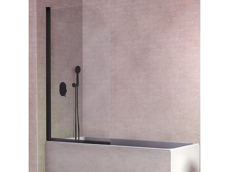 Panel abatible de baño RITA con perfil Negro mate