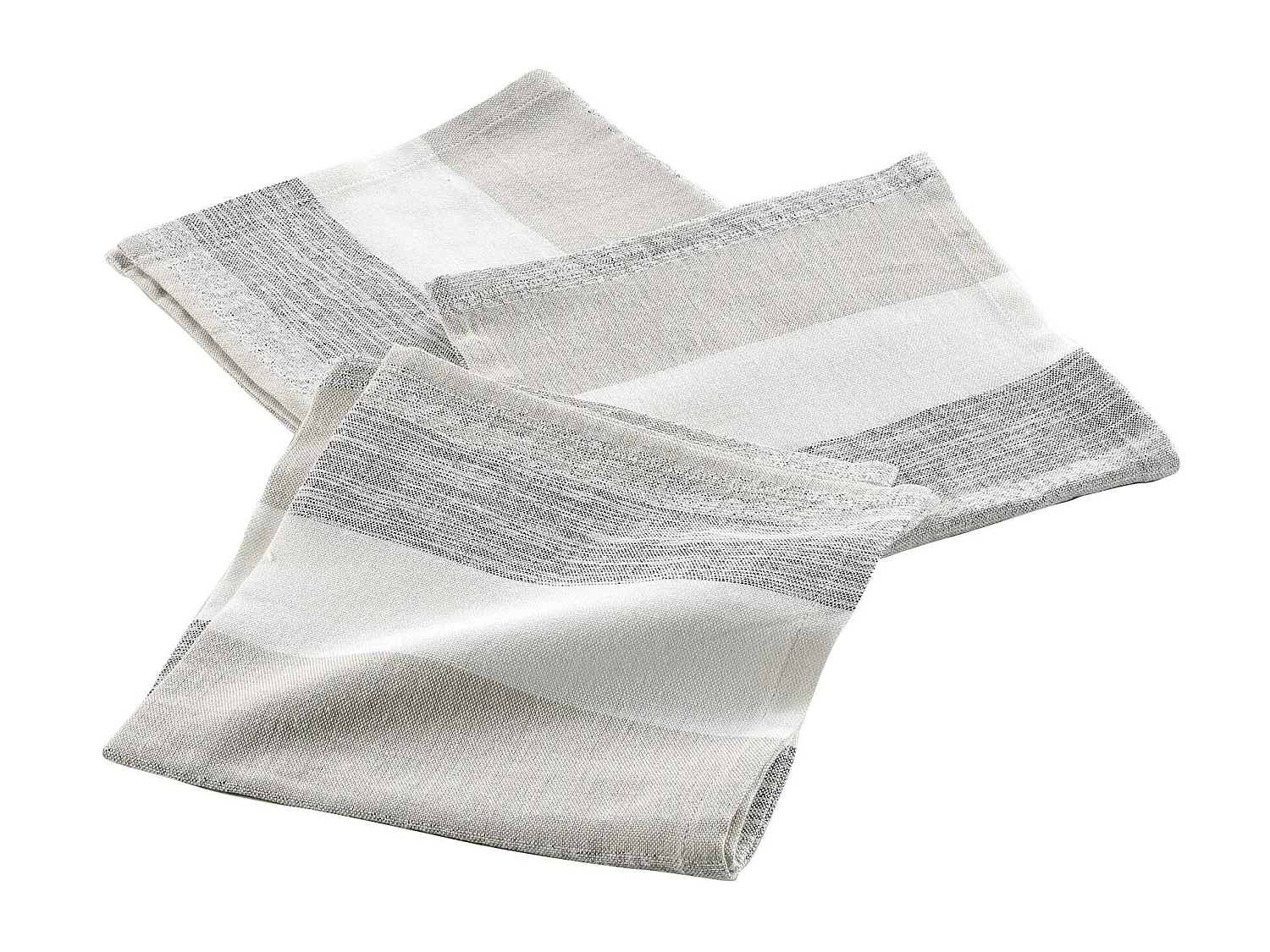 3 Serviettes de table coton Eldora naturel argent