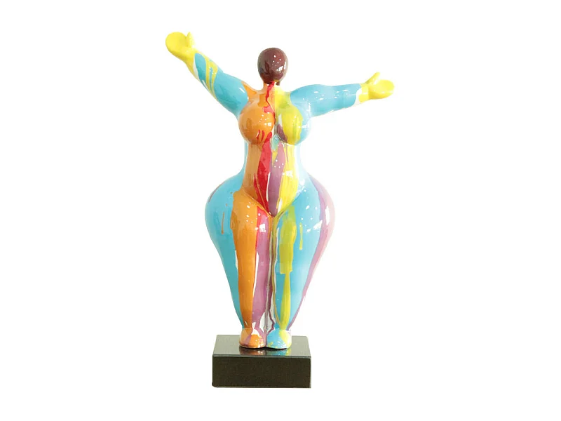 Statue femme bras levés coulures multicolores H54 cm - LADY DRIPS
