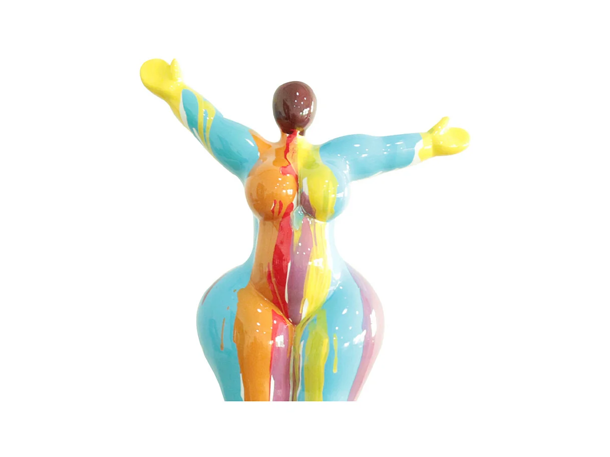 Statue femme bras levés coulures multicolores H54 cm - LADY DRIPS