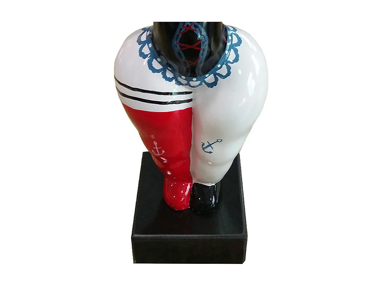 Statue femme bras levés corset rouge noir et bleu H24 cm - LADY LACE