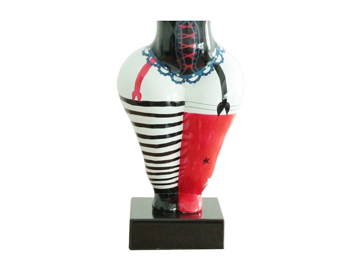 Statue femme bras levés corset rouge noir et bleu H54 cm - LADY LACE